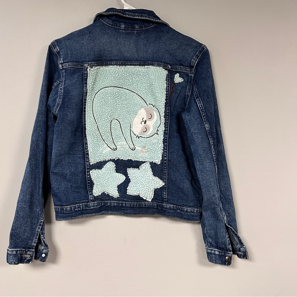 Stars and  a Sleeping Sloth on an Upcycled Denim Jacket  (Denim and Denim 18